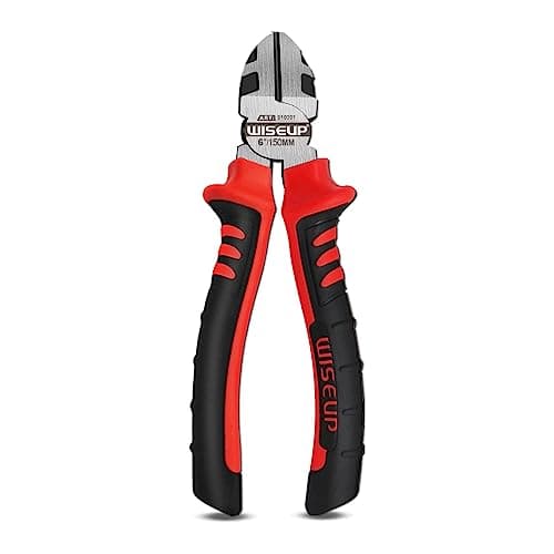 Image of WISEUP Side Cutters, 150 mm Professional CR-V Cable Scissors, Precision Cutting Pliers, Ergonomic High Lever Cable Cutter, Wire Cutter for Soft Wires and Fibre Optic Guides