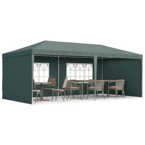 Image of Outsunny 6 x 3 m Party Tent Gazebo Marquee Outdoor Patio Canopy Shelter with Windows and Side Panels Green