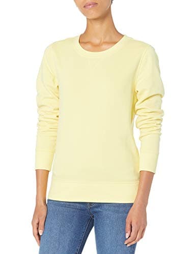 Image of Amazon Essentials Women's French Terry Fleece Crewneck Sweatshirt (Available in Plus Size), Light Yellow, Large