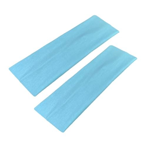 Image of WESTEND CHOICE 7cm Wide Headbands 2 Pack Plain Stretchy Hairband Unisex Kylie Headband Bandeau Gym Exercise Headbands for Women & Men Soft Yoga Head Band (Light blue)