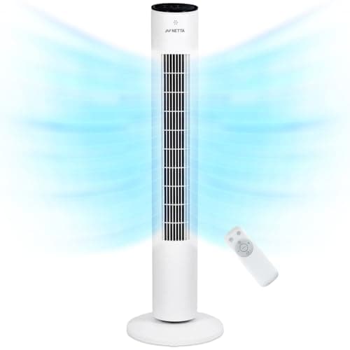 Image of NETTA 42 Inch Tall Tower Fan - Quiet Bladeless Tower Fan with Remote Control & LED Display – 3 Wind Modes, 3 Speed Settings, 7-Hour Timer & 60° Oscillation - Electric Fan for Home & Office - White