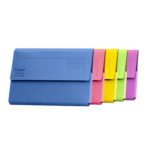 Image of Exacompta Forever Document Wallets Pack of 25 - Designed for Storing Documents - Recycled 290 gsm Board - 34.5 x 24.5 cm in Size - A4/Foolscap - Assorted Colours