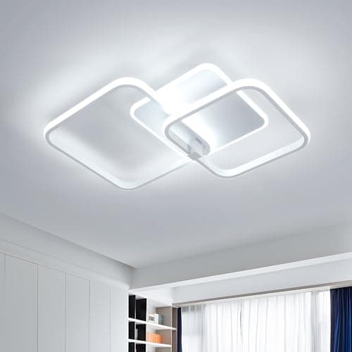 Image of Mckalen Modern LED Ceiling Light, 40W 4500LM Square LED Ceiling Lamp, White Acrylic Ceiling Lighting Fittings Ceilings for Living Room, Bedroom Kitchen, 6500K Cold Light, 52CM