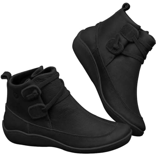 Image of Hotter Women's Wide Fit Ankle Boots - Low Heel, Side Zipper, Flat, Short Heel, Mid Calf, Durable Wedge, Leather, Grip