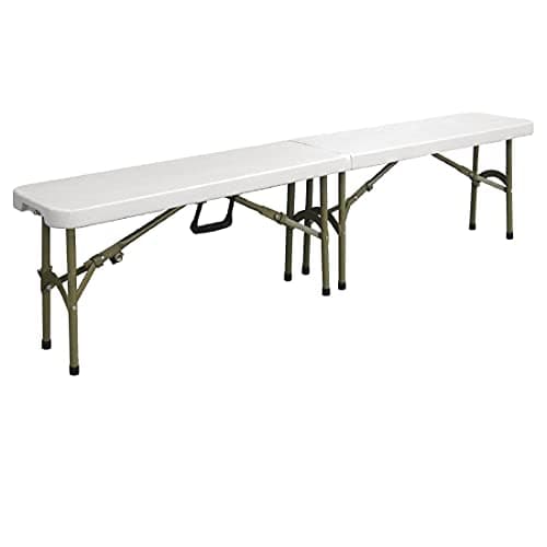 Image of Bolero Centre Folding Bench White 6Ft Steel Table Commercial 440X1829X295Mm