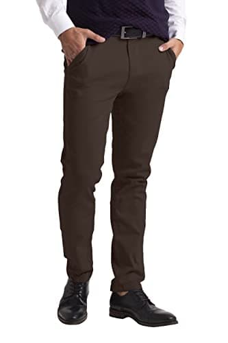 Image of westAce Men's Chino Trousers Slim Fit Stretch Classic Wrinkle-Resistant Flat-Front Lightweight Twill Essential Casual Chino Trouser (Available in Big and Tall) (34W / 32L, Chocolate Brown)