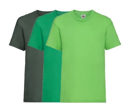 Image of COOZO Unisex Kids Valueweight Pack of 3 Short Sleeve T-Shirts - Bottle Green/Kelly Green/Lime - 9-11 Years