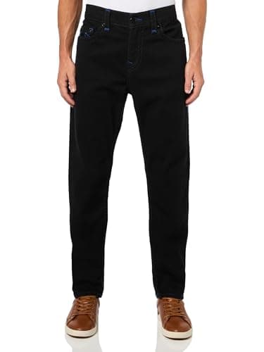 Image of True Religion Men's Rocco Super T Jeans - Non-Flap Pockets, 32-Inch Inseam, Skinny Slim Fit, Body Rinse Black, 36