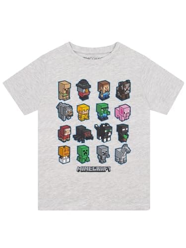 Image of Minecraft Mini Mobs T-Shirt, Kids, 3-15 Years, Heather Grey, Official Merchandise