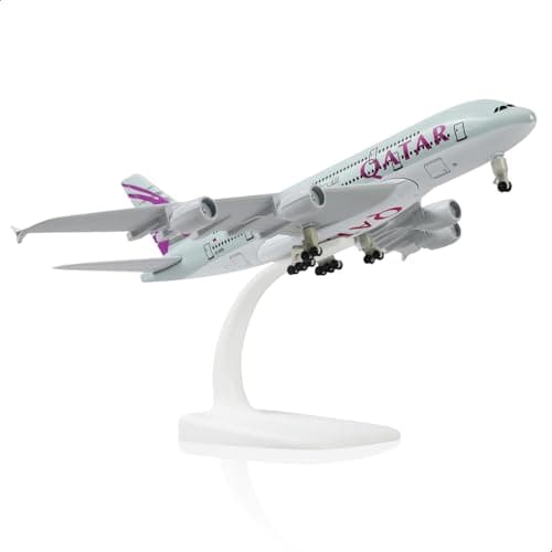 Image of QIYUMOKE A380 Qatar 1/300 Die-cast Metal Airplane Model -A380 Sky Jumbo Airbusa380 Model Plane with Stand (7.5 inches Long) for Aviation Enthusiast Gift or Display Decorations