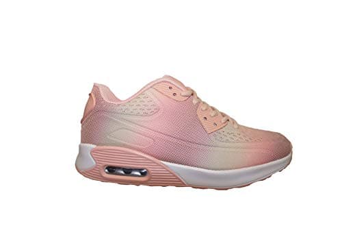 Image of Mens Womens Running Trainers, Walking Gym Outdoor Fitness Athletic Lightweight Snealers, Lace Up Air Sports Shoes Pink