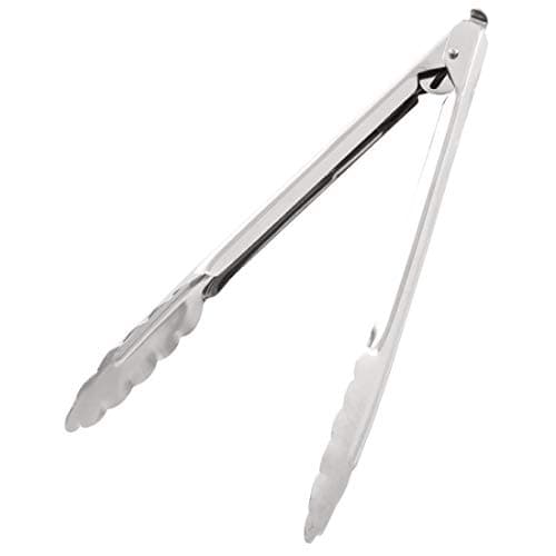 Image of Vogue Catering Tongs 25.5 cm/10 inch, Stainless Steel, Serrated Grip, Spring Loaded Food Serving Tongs, Easy Clean - Dishwasher Safe, Professional & Home Kitchen Use, J608