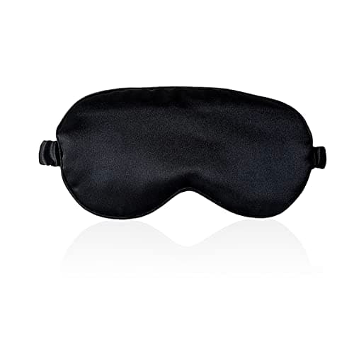 Image of Sleep Mask 100% Mulberry Silk Eye Mask, Blinder for Total Blackout & Zero Pressure,Eye Mask for Sleeping with Travel Pouch & 2 Ear Plugs for Side Sleepers, Men & Women(Black)
