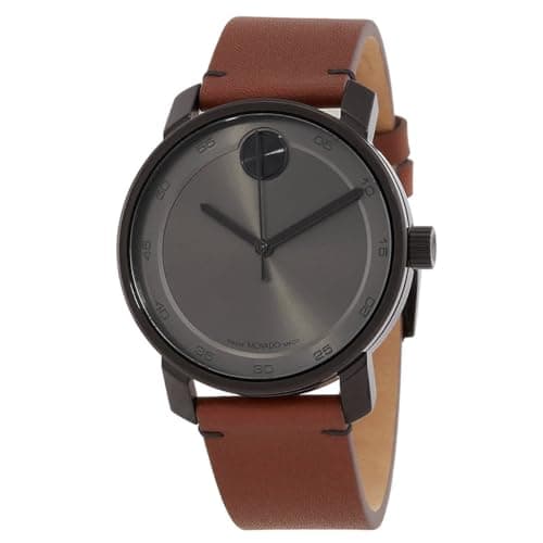 Image of Movado Bold 3600917 Access Black Dial Brown Leather Strap Men's Watch, Black