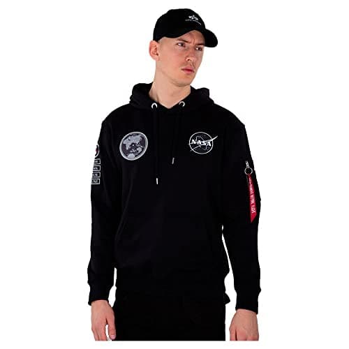 Image of ALPHA INDUSTRIES Men's NASA Voyager Hoody HOODY, 515-black/black,