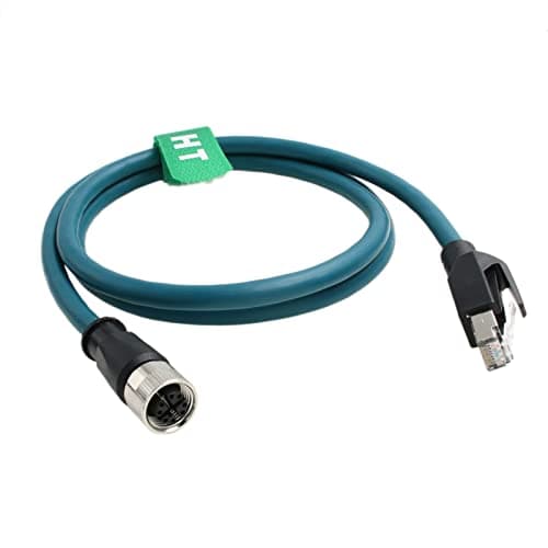 Image of HangTon Ethernet Cable M12 X Code 8 Position Female to RJ45 Cat-7e for Industrial Actuator Sensor Profibus Network Automation Application 30cm