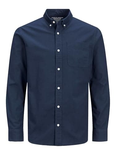Image of Jack & Jones Men's Jprbrook Oxford L/S Noos shirt, Navy Blazer/Fit:slim Fit, XXL UK