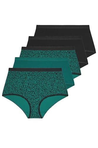 Image of Yourset 5 Pack Curve Green Animal Print Full Briefs - Women's - Plus Size Curve