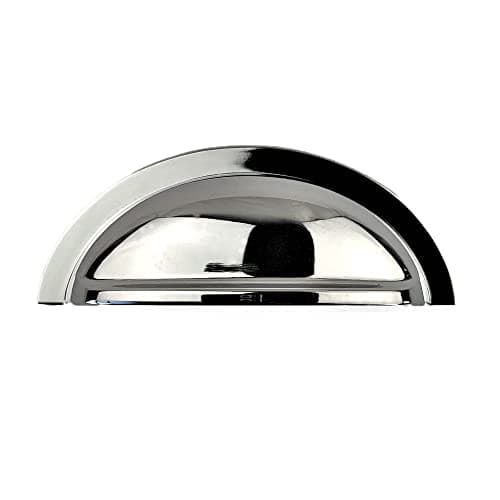 Image of French Furniture Fittings Sets of 6 Cup Handles, Vintage Shell Design for Kitchen cabinets & Bedroom Furniture, Cupboard Drawer & Door Polished Chrome pulls (76mm Between fixings)