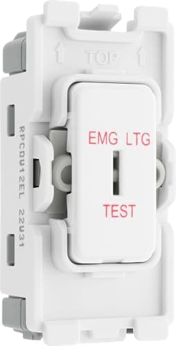 Image of BG RPCDW12EL Evolve Grid White 20A 20AX 2 Way 1 Pole EMG LTG TEST Secret Key Switch Module