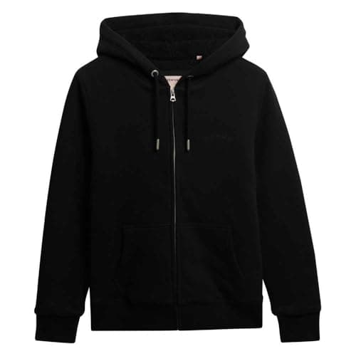 Image of Superdry Borg Lined Full Zip Sweatshirt S Black