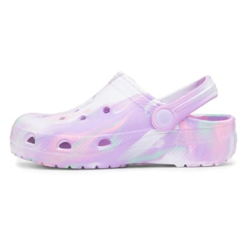 Image of Shoe Zone - Girls White Multi Marble Slip On EVA Clog - Size 3 UK - Multicolour