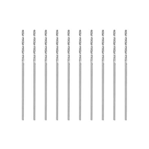 Image of sourcing map 10 Pcs 0.8mm HSS(High Speed Steel) W6542 Micro Drill Bits, Fully Ground Jobber 34mm Length Drill Bit for Mild Steel Copper Aluminum