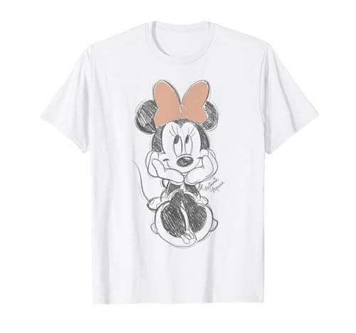 Image of Disney Minnie Mouse Classic Sketch Cute Vintage Portrait T-Shirt