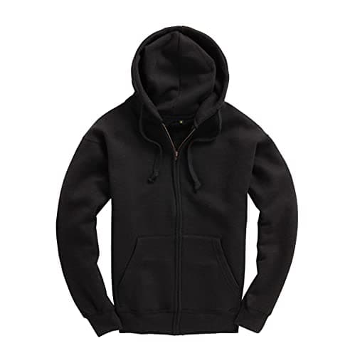 Image of D&H CLOTHING UK Zipper Hoodie Premium Zipped Black Adult Zip Up Unisex XS-6XL Heavy Blended Hooded Fleece Jumper Work Wear Sweatshirt Hoodies Top Plain BNW Unisex S BLACK