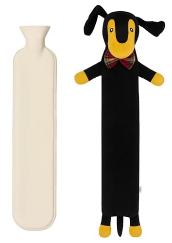 Image of Marco Paul Extra Long Hot Water Bottles & Cover – 2L Sausage Dog Hot Water Bottle For Hand Warmer & Feet Warmers – Animal Hot Water Bottle For Dachshund Gifts, Sausage Dog Gifts, Hand and Feet Warmers