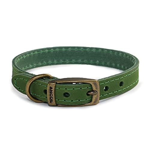Image of Ancol Timberwolf Leather Collar Green, 35-43 cm, Size 4