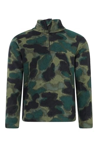 Image of Mountain Warehouse Pursuit Printed Kids Hoodie - Microfleece, Anti-pill Pullover, Breathable Girls & Boys Sweatshirt - For Spring Summer, Camping & Outdoors Pale Green Kids Size 9-10 Years