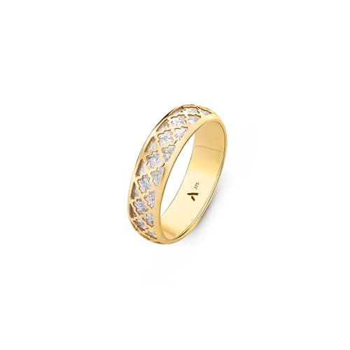 Image of Amberta Allure Women 9ct Gold Diamond Cut Band Ring: Diamond Cut Gold Wedding Ring Size L
