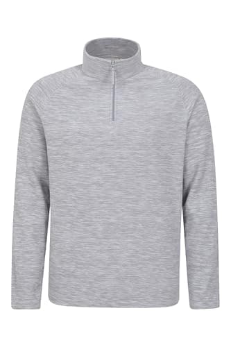 Image of Mountain Warehouse Snowdon Mens Micro Fleece Top - Breathable Antipill, Half Zip Collar Sweater, Quick Drying Smooth Pullover - For Spring Summer & Outdoors Light Grey 3XL
