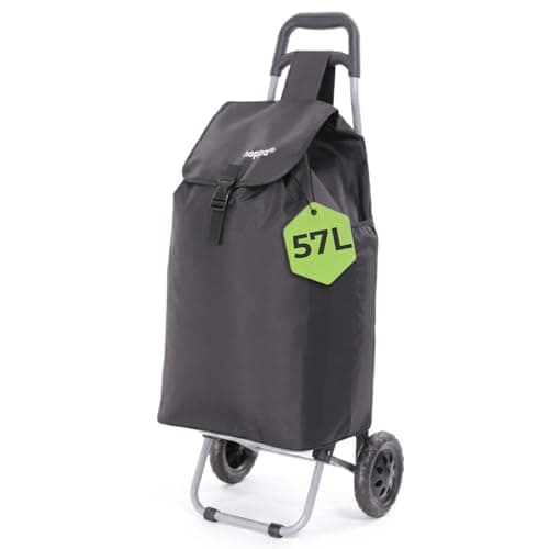 Image of Hoppa Shopping Trolley on Wheels, 57L Foldable Large Capacity 2 Wheel Grocery Granny Cart with Secure Lid & Side Pockets, Shopping Bags for the Elderly, Laundry, 30kg Limit Truck Trolley & Festivals