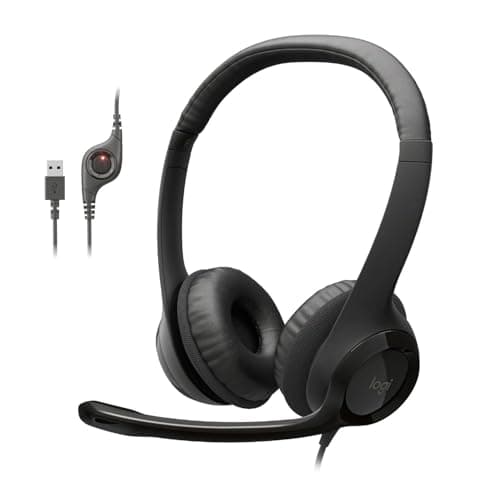 Image of Logitech H390 Wired Headset for PC/Laptop, Stereo Headphones with Noise Cancelling Microphone, USB-A, in-Line Controls for Video Meetings, Music, Gaming and Beyond - Black
