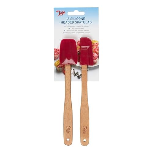 Image of Tala Set of 2 Mini Silicone Spatulas with Wooden Handles, for Baking, Cooking, Spreading and Mixing, Kitchen Utensil, Non-Stick Friendly, Heat Resistant and Dishwasher Safe Heads