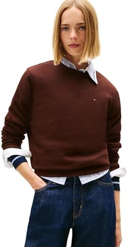 Image of Tommy Jeans Women’s Crew Neck Jumper, Brown (Rich Brown), XS
