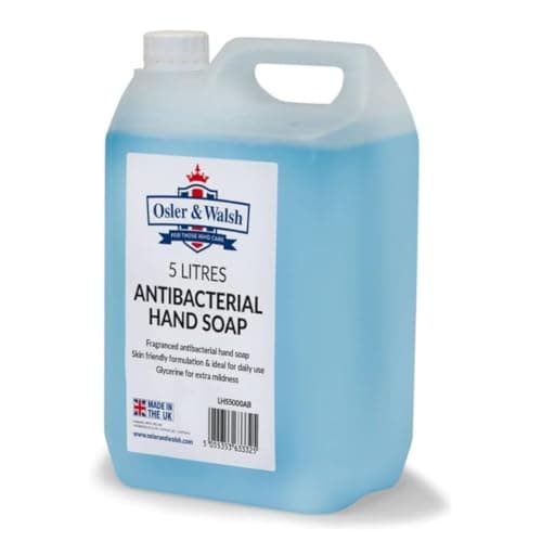 Image of Osler & Walsh 5 Litre Antibacterial Blue Hand Soap, Lightly Fragranced Hand Wash for Home, School and the Workplace. Hydrates & Softens Skin, Non-Sticky Liquid Hand Soap Protects Skin From Dryness