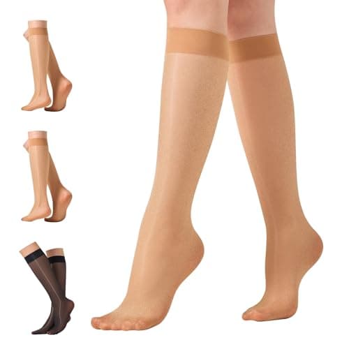 Image of Aaronano Knee High Pop Socks Women 40 Denier Glossy Knee Highs One Size 2 Pairs Nude 1 Pair Black