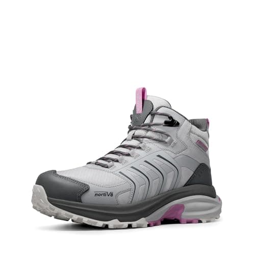 Image of NORTIV 8 Women‘s Hiking Boots Waterproof Lightweight Outdoor Trekking Non Slip Comfortable Camping Ankle Breathable Boot Armadillo FieldLite,Size 5.5,Light Grey,SNHB26002W