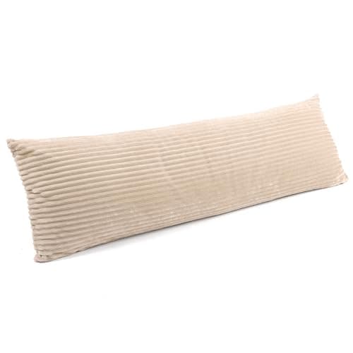 Image of Downland Huggleland Velvet Cord Bolster Pillow 4.5FT – Soft Firm Hollowfibre Cushion, Orthopaedic Long Pillow for Maternity & Pregnancy Support, Anti-Allergy Side Sleeper Pillow for Sleeping (Cream)