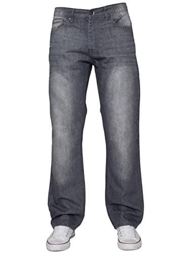Image of ENZO Mens Classic Straight Leg Regular Fit Denim Jeans (36W x 30L, Grey)