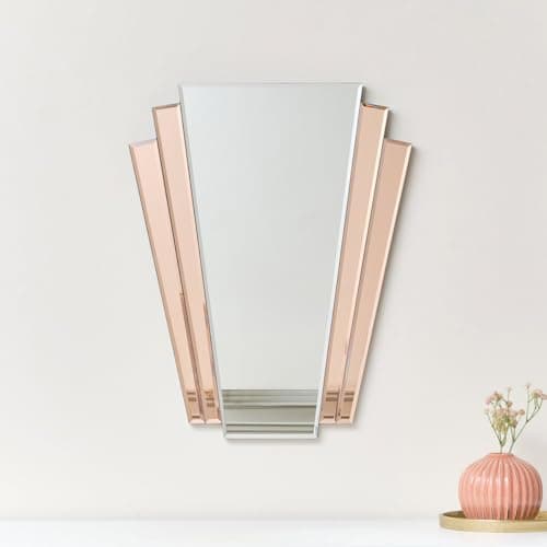 Image of Melody Maison Pink Art Deco Fan Wall Mirror - 60cm x 48cm
