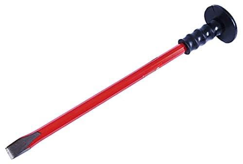 Image of Amtech Long-Reach Cold Chisel with Rubber Guard, Drop-Forged Steel for Deep Cuts in Masonry, Octagonal Shaft for Control, 18" × 3/4"