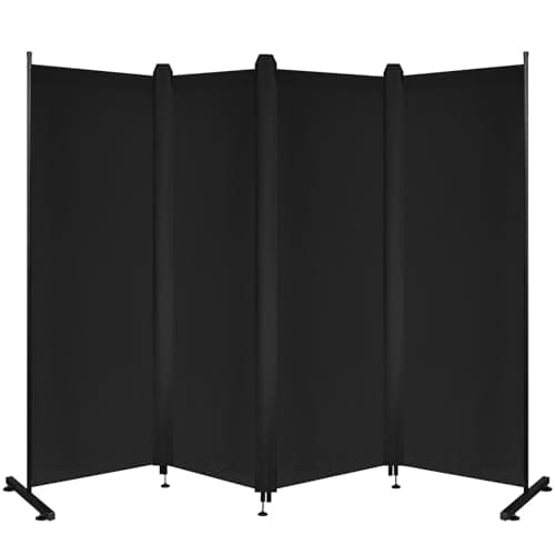 Image of REDCAMP 4-Panel Portable Privacy Screen Freestanding,Folding Room Divider 80" W x 68" H for Bedroom, Restaurant, Office, Hospital, Indoor Outdoor Partition Wall, 6.68FT Wide Tall Black