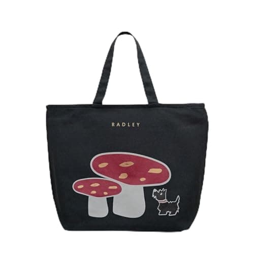 Image of RADLEY London Womens Recycled Cotton Crook Grab Carry Tote Bag Mushroom Mate in Pine Needle Green