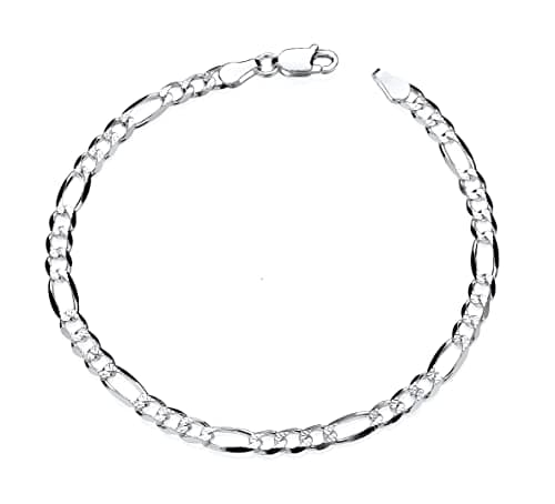 Image of Old English Jewellers Sterling Silver Bracelet for Women 7.5". Figaro Bracelet with Diamond Cut Finish. Solid 925 Silver. Bracelets for Women Sterling Silver.