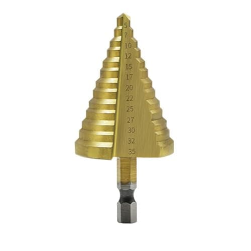 Image of HSS Titanium Step Drill Bit 5-35mm, High Speed Steel Step Unibit for Wood, Metal, Plastic & Drywall, Multiple Hole Drilling Cone Drill Bit For DIY Lovers