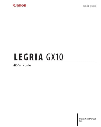 Image of Canon Legria GX10 - Instruction Manual
